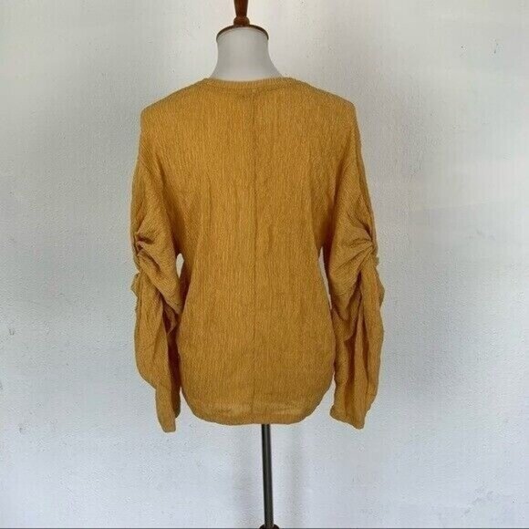 Zara Top Small Mustard Yellow Crewneck Long Sleeve Fall Streetwear - Picture 4 of 7